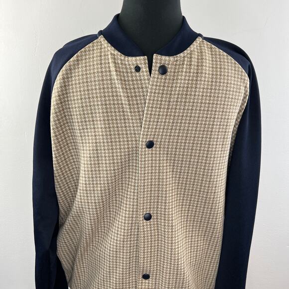 ZARA Combo Varsity Jacket Plaid Knit Snap Button Bomber Collar Size XL X-Large - Picture 2 of 8